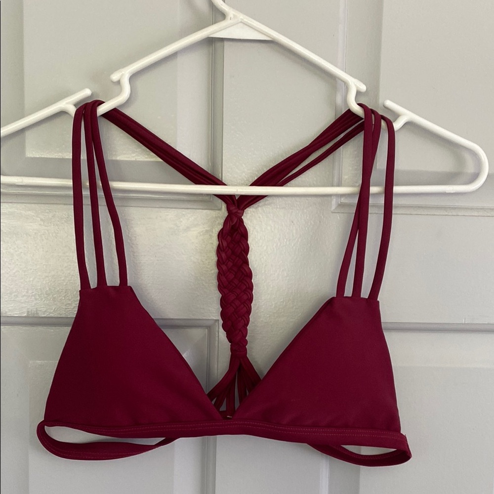 Elegant Braided Back Burgundy Swim top